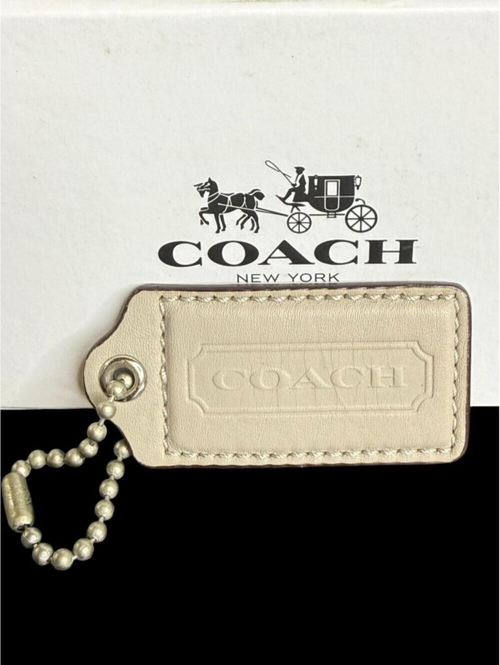 Coach Leather Hangtag Grey/Tan (2.5")